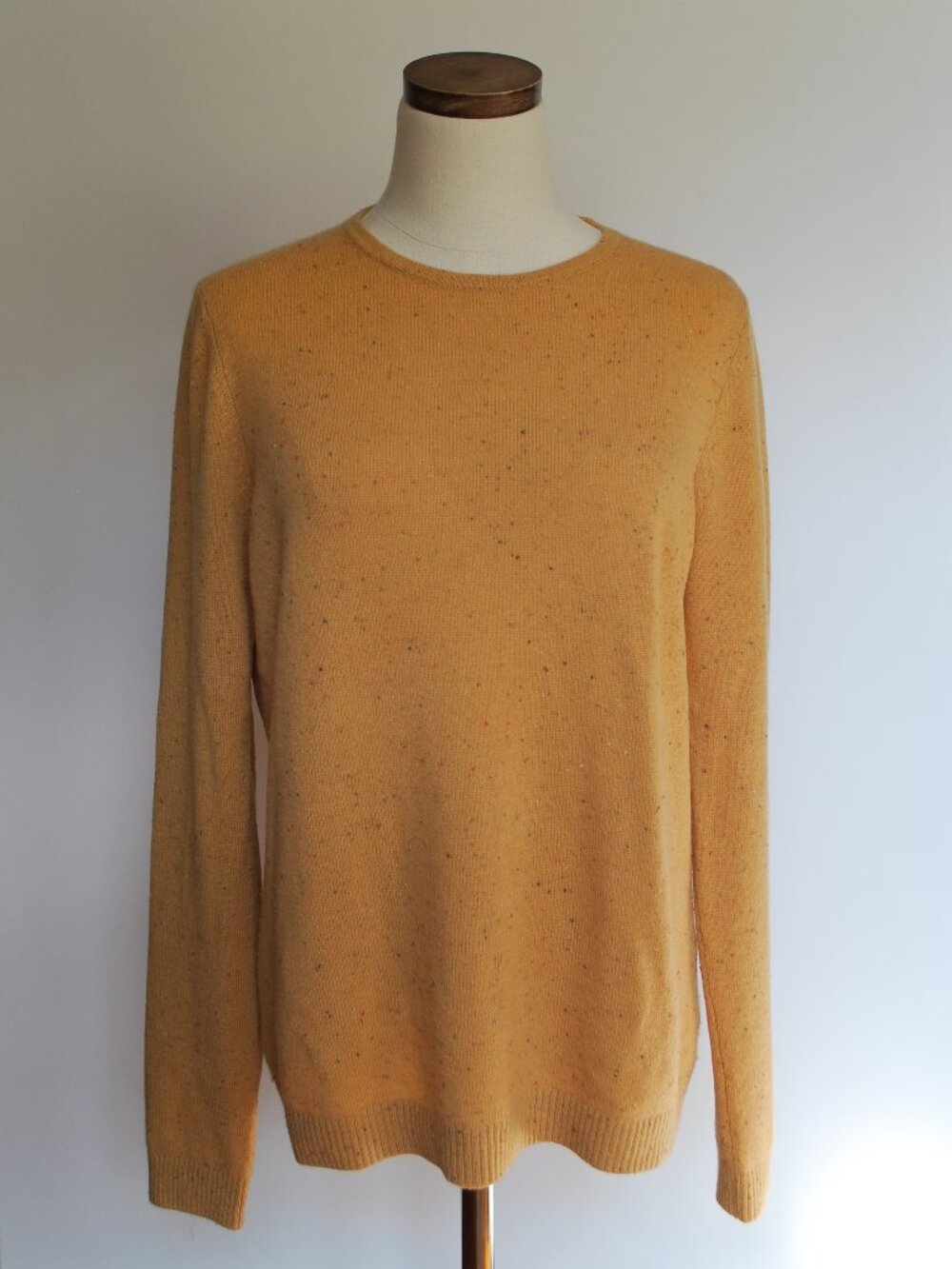 L. L. Bean Classic Cashmere Crewneck Sweater | Mustard Donegal | Medium Tall